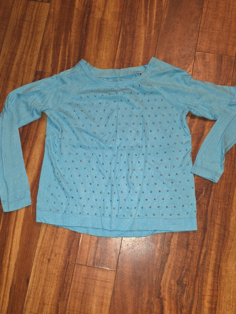 Blue Studded Long Sleeve Jennifer Lopez Women's Top